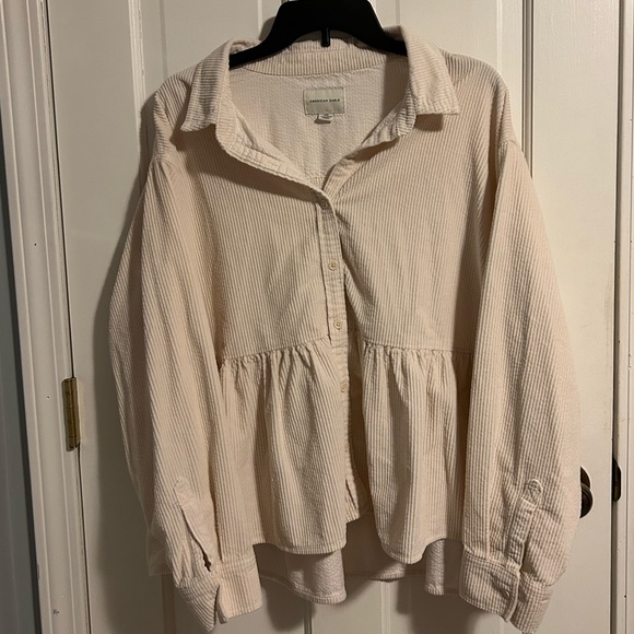 American Eagle Outfitters Tops - American Eagle Corduroy Button Up Baby Doll Blouse